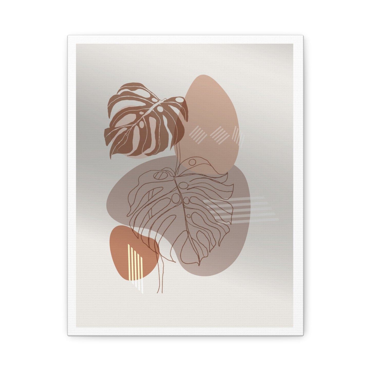 Brown Leaf Wall Painting Set 1.1 - Matte Canvas Decor with Minimalist Leaf Design