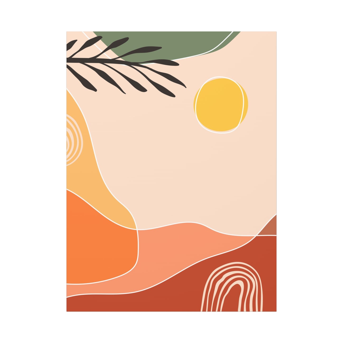 Sunway Minimal Art Set 1.2 - Matte Canvas Decor with Minimalist Leaf Design