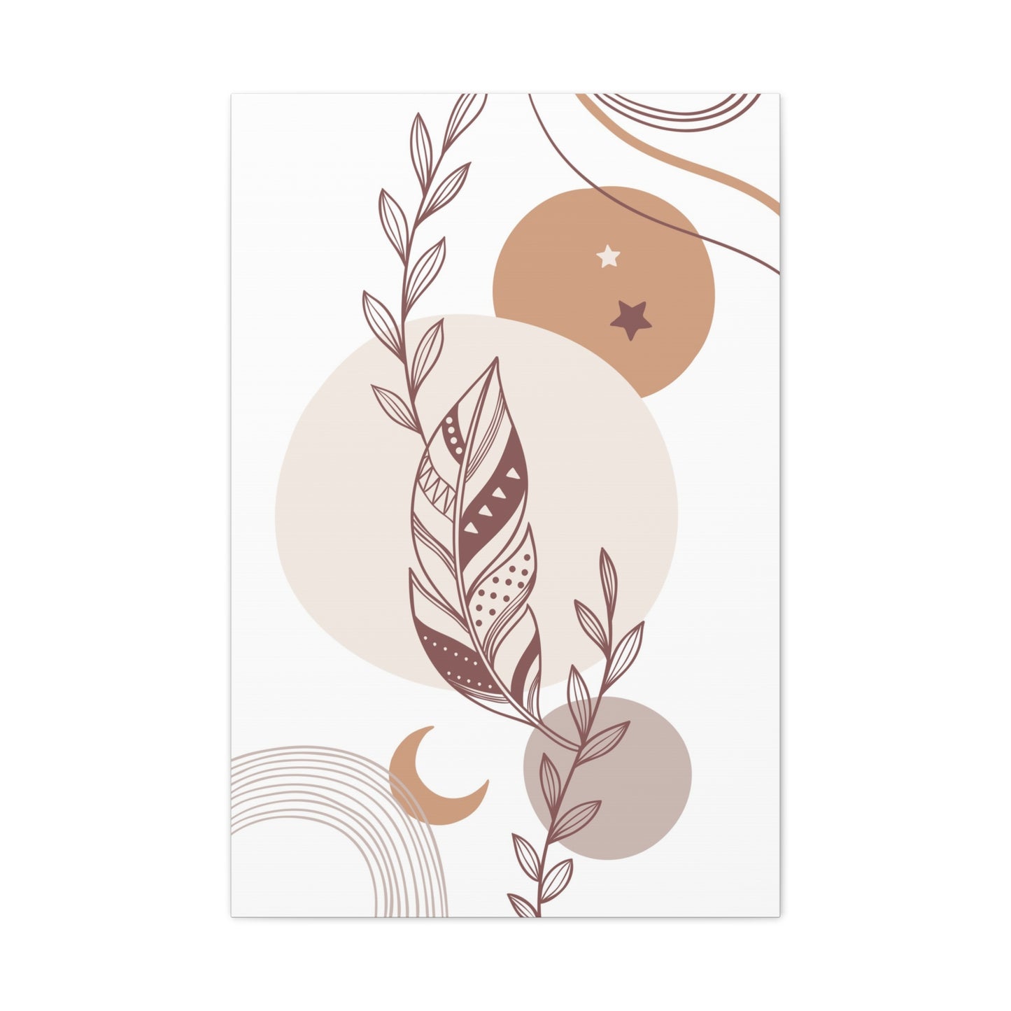 Sunset Botanica Art 1.3 - Matte Canvas Decor with Minimalist Leaf Design