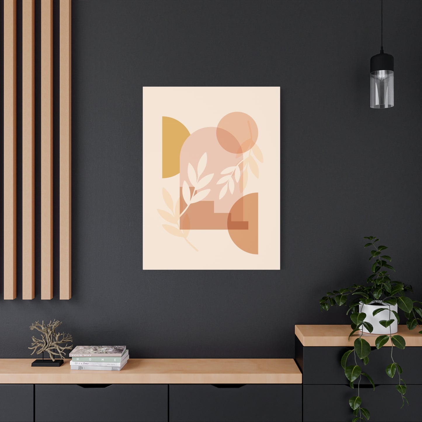 Abstract Terracotta Botanical Art Set 1.1 - Matte Canvas Decor with Minimalist Leaf Design