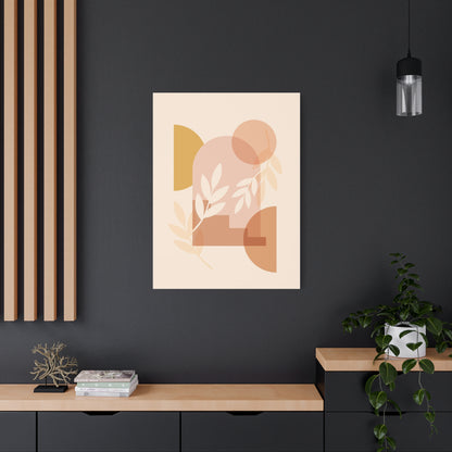 Abstract Terracotta Botanical Art Set 1.1 - Matte Canvas Decor with Minimalist Leaf Design