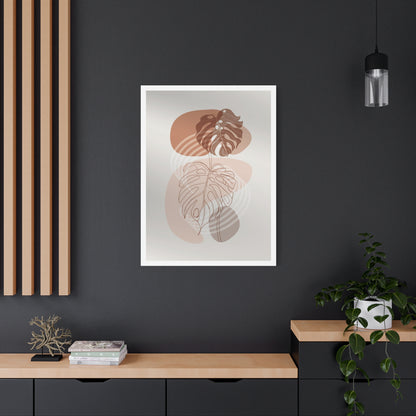 Brown Leaf Wall Painting Set 1.2 - Matte Canvas Decor with Minimalist Leaf Design
