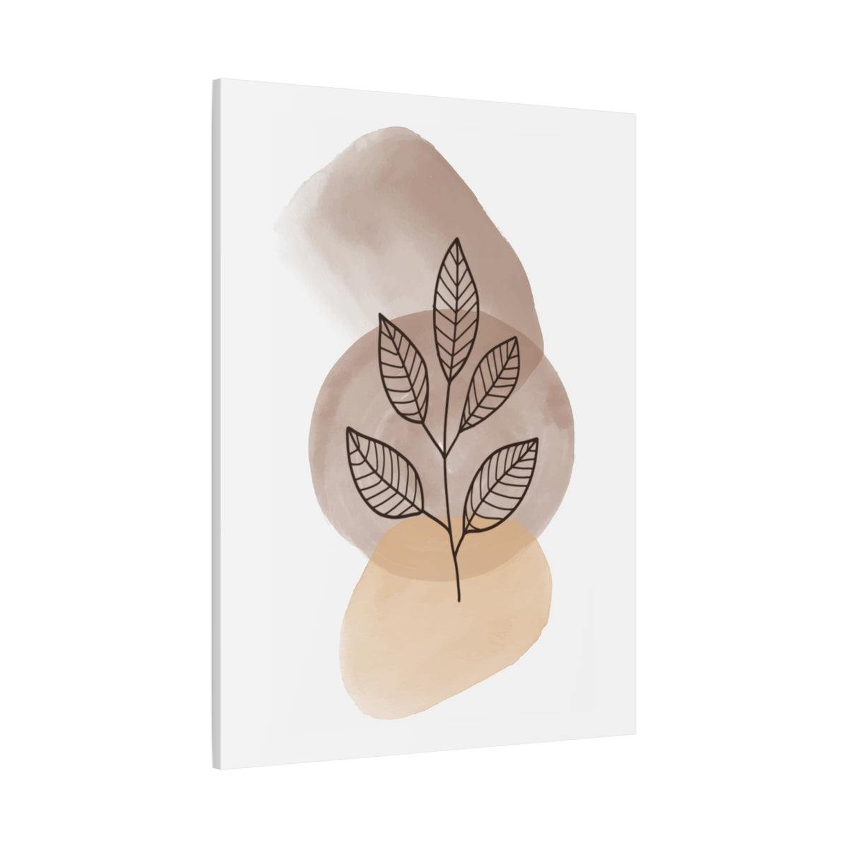 Brown Botanical Wall Art Set 1.2 - Matte Canvas Decor with Minimalist Leaf Design