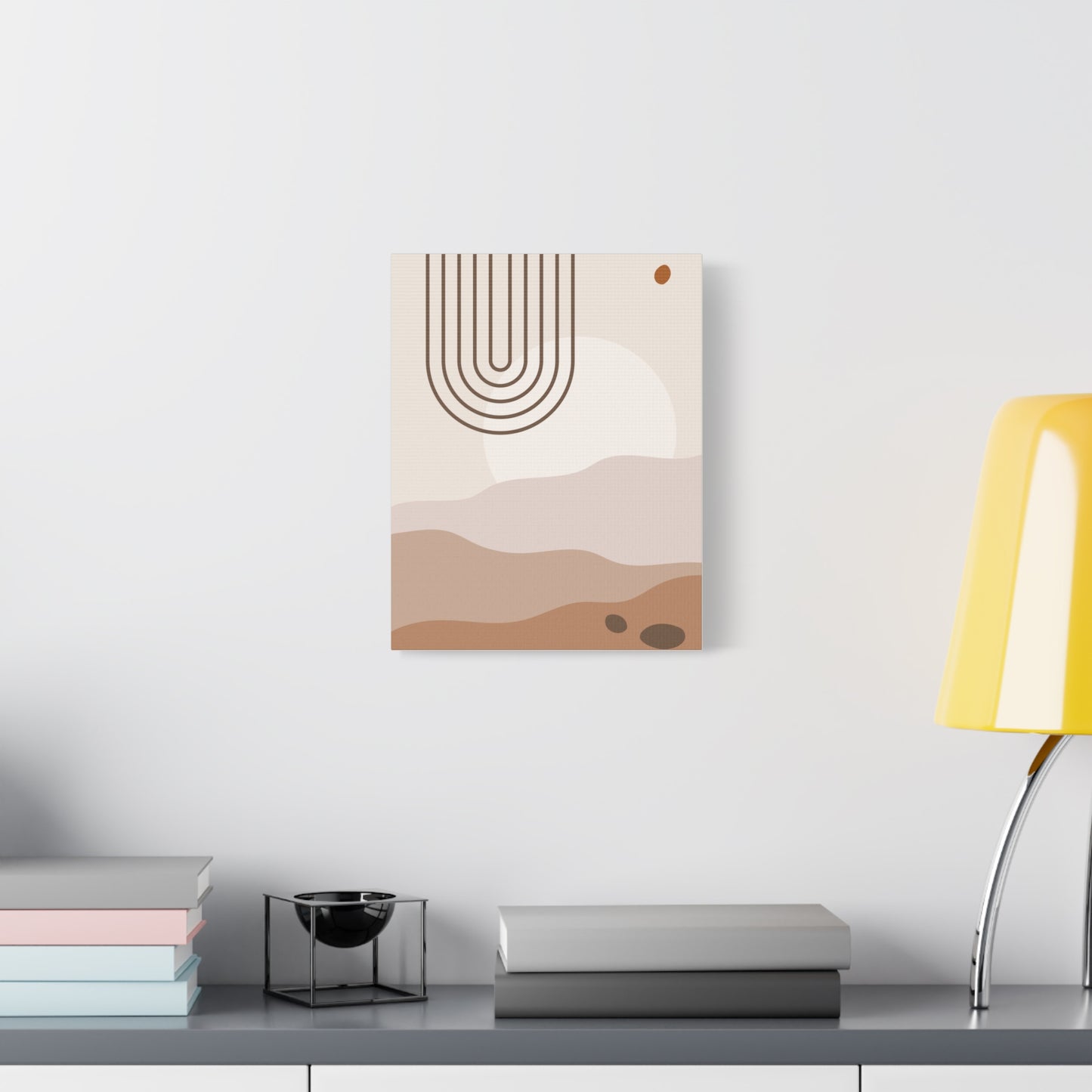 Brown View Wall Art Set 1.1 - Matte Canvas Decor with Minimalist Leaf Design