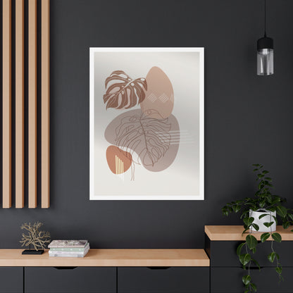 Brown Leaf Wall Painting Set 1.1 - Matte Canvas Decor with Minimalist Leaf Design