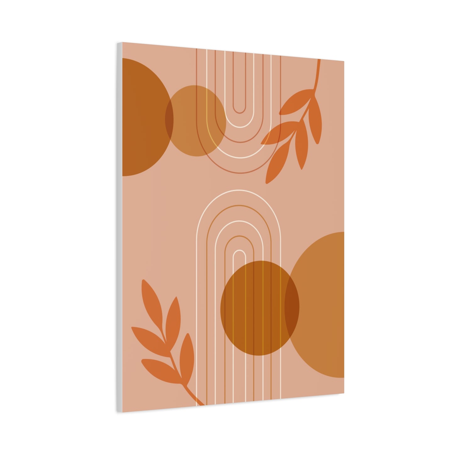 Abstract Terracotta Botanical Art Set 1.2 - Matte Canvas Decor with Minimalist Leaf Design