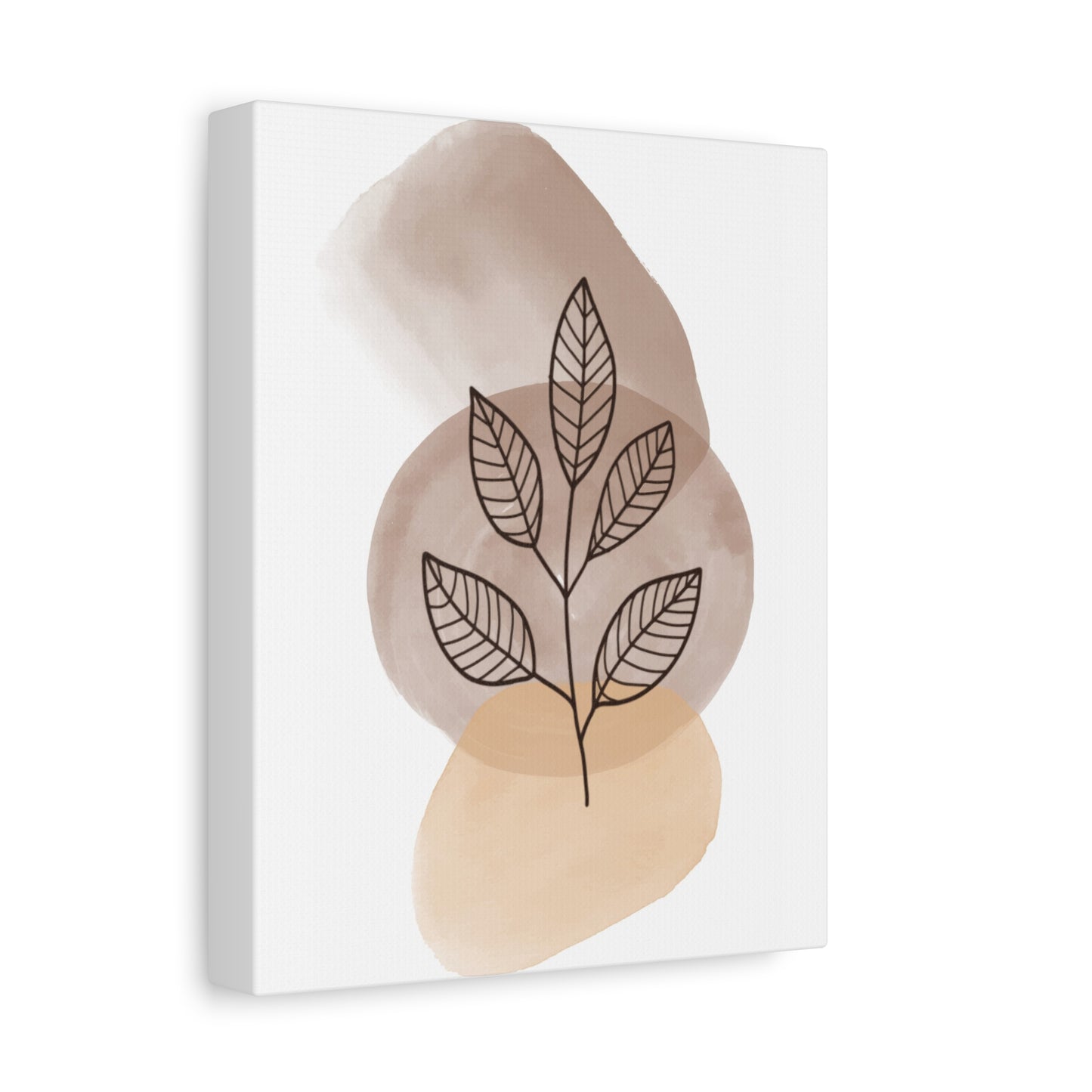 Brown Modern Botanical Wall Art Set 1.2 - Matte Canvas Decor with Minimalist Leaf Design