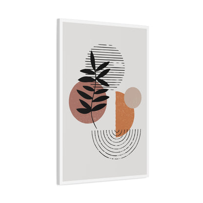 Orange Tone Flower Art Set 1.3 - Matte Canvas Decor with Minimalist Leaf Design