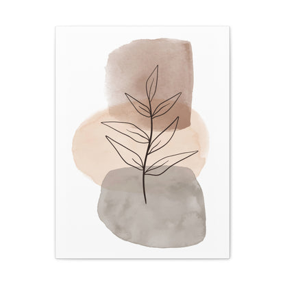 Brown Botanical Wall Art Set 1.3 - Matte Canvas Decor with Minimalist Leaf Design