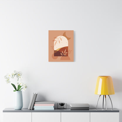 Abstract Terracotta Botanical Art Set 1.3 - Matte Canvas Decor with Minimalist Leaf Design