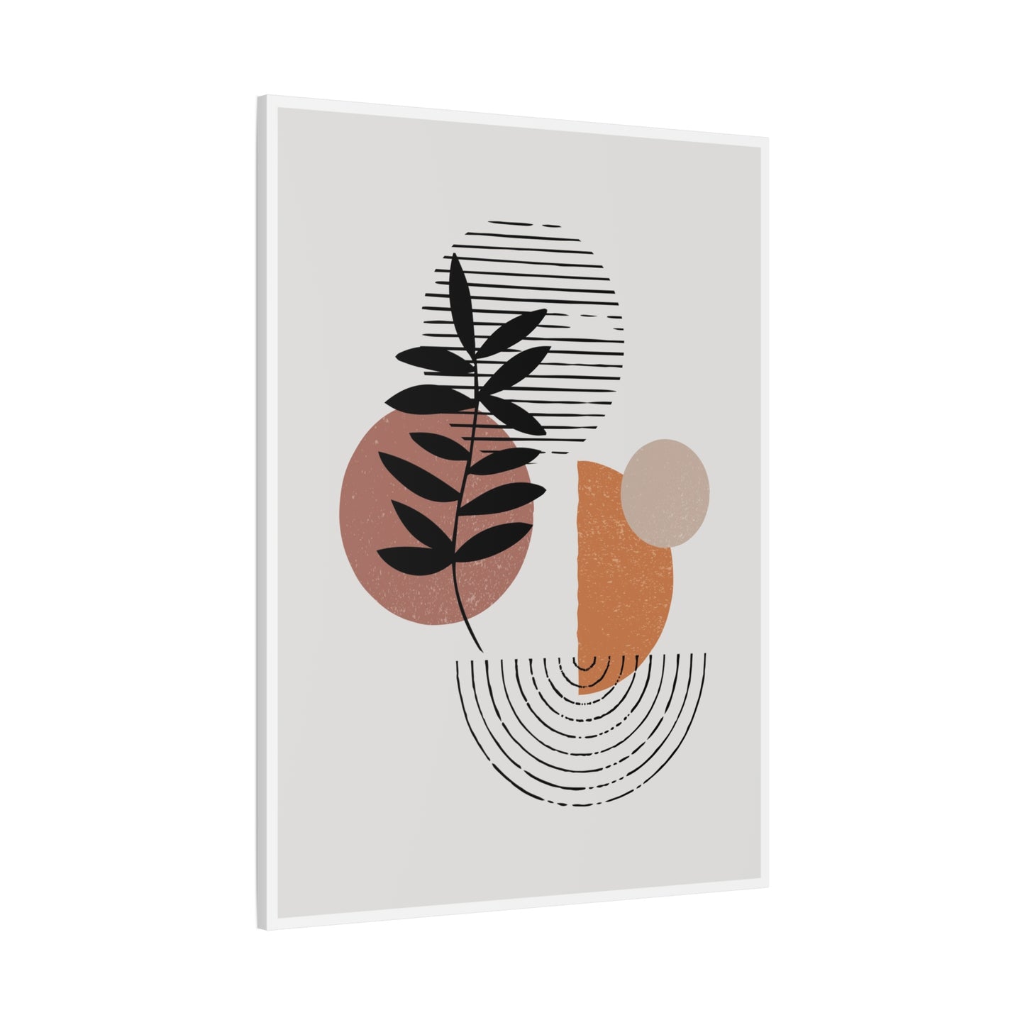 Orange Tone Flower Art Set 1.3 - Matte Canvas Decor with Minimalist Leaf Design