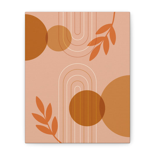 Abstract Terracotta Botanical Art Set 1.2 - Matte Canvas Decor with Minimalist Leaf Design