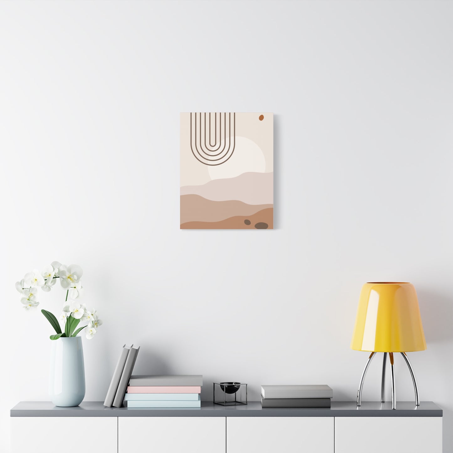Brown View Wall Art Set 1.1 - Matte Canvas Decor with Minimalist Leaf Design