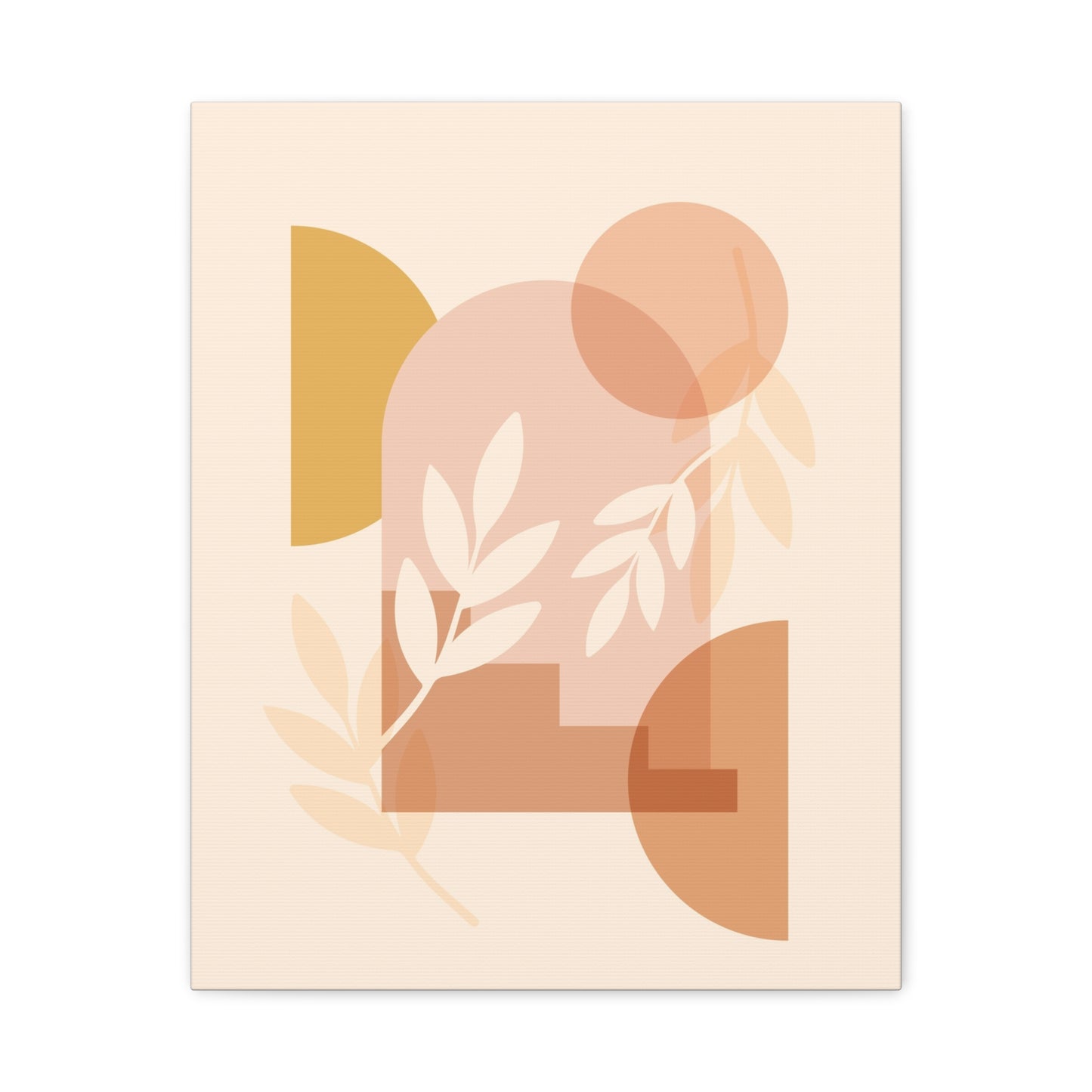 Abstract Terracotta Botanical Art Set 1.1 - Matte Canvas Decor with Minimalist Leaf Design