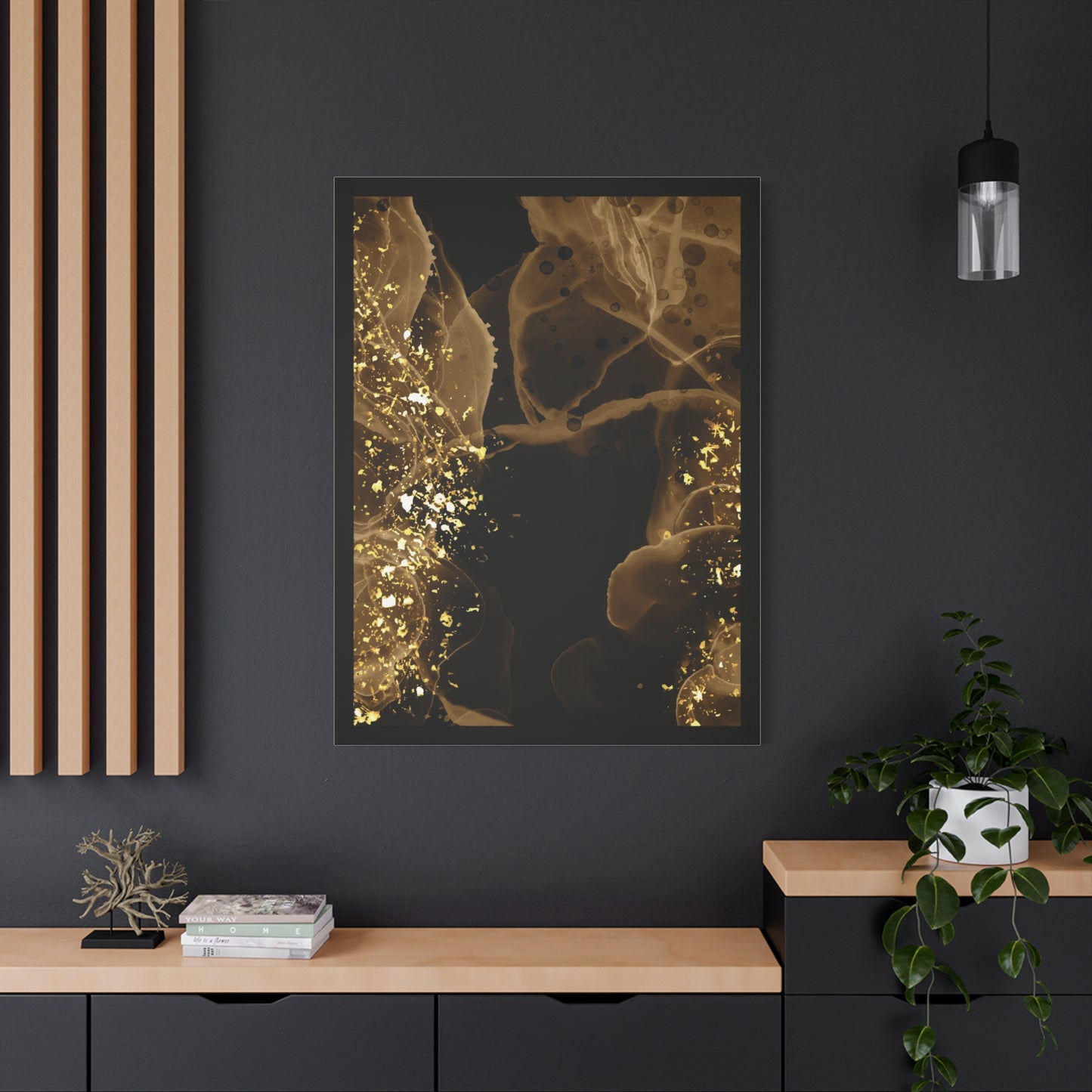 Gold Dust Art Set 1.1 - Matte Canvas Decor with Minimalist Leaf Design