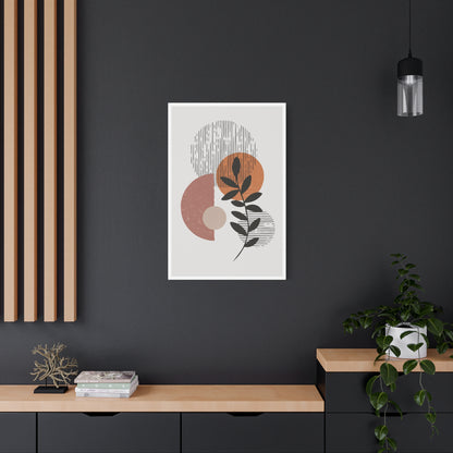 Orange Tone Flower Art Set 1.1 - Matte Canvas Decor with Minimalist Leaf Design