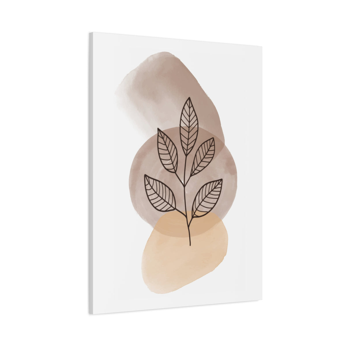 Brown Botanical Wall Art Set 1.2 - Matte Canvas Decor with Minimalist Leaf Design