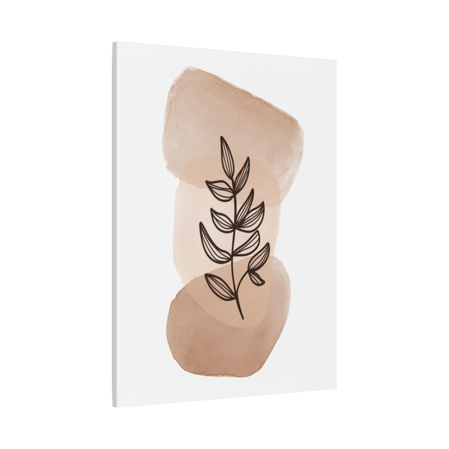 Brown Botanical Wall Art Set 1.1 - Matte Canvas Decor with Minimalist Leaf Design