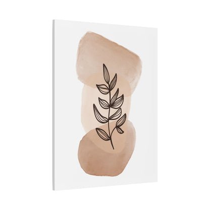 Brown Botanical Wall Art Set 1.1 - Matte Canvas Decor with Minimalist Leaf Design