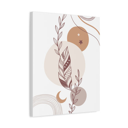 Sunset Botanica Art 1.3 - Matte Canvas Decor with Minimalist Leaf Design
