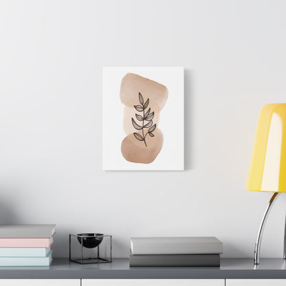 Brown Botanical Wall Art Set 1.1 - Matte Canvas Decor with Minimalist Leaf Design