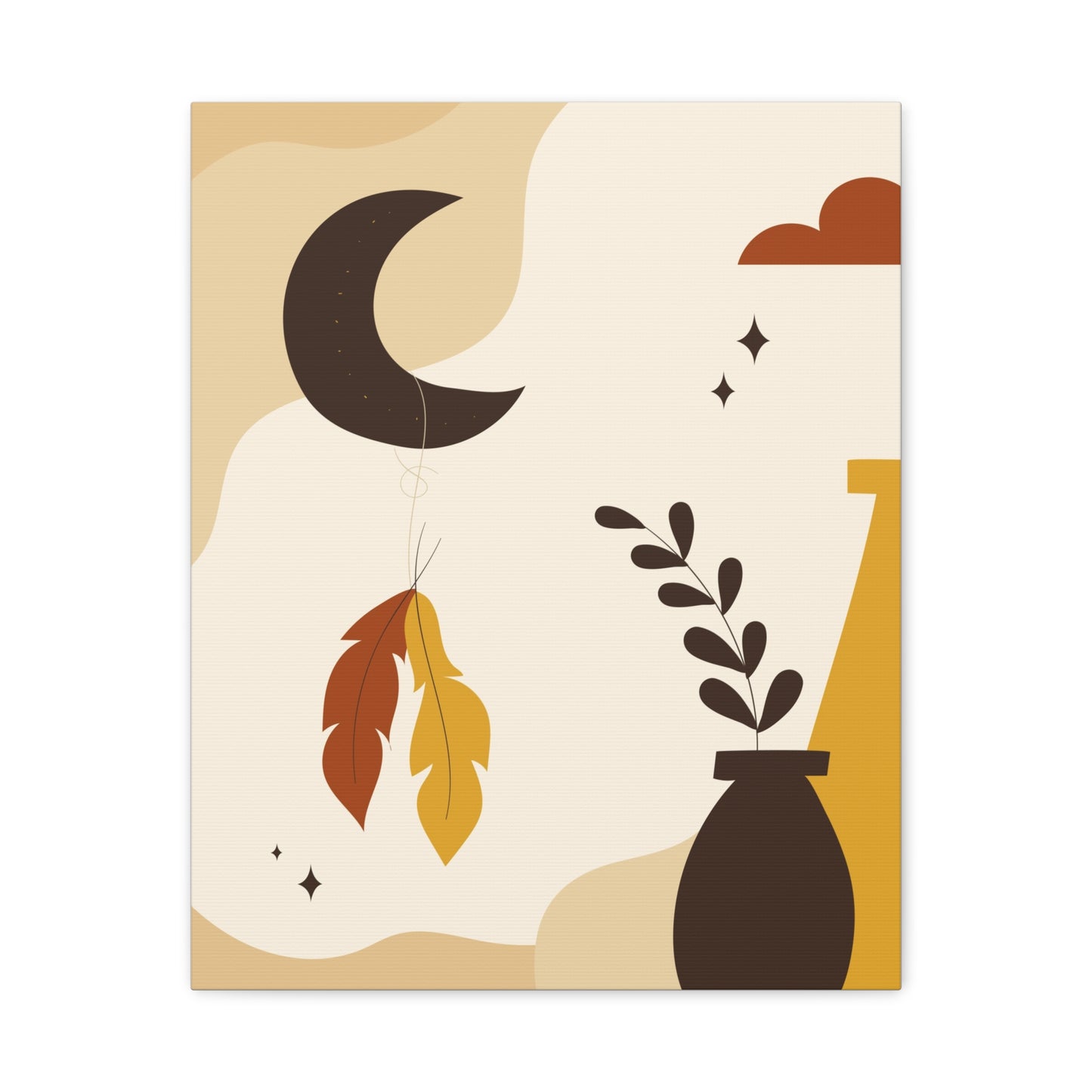 Nocturne Petal Art Set 1.2 - Matte Canvas Decor with Minimalist Leaf Design