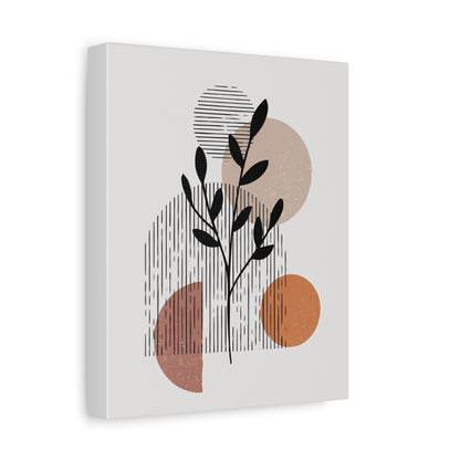 Orange Tone Flower Art Set 1.2 - Matte Canvas Decor with Minimalist Leaf Design