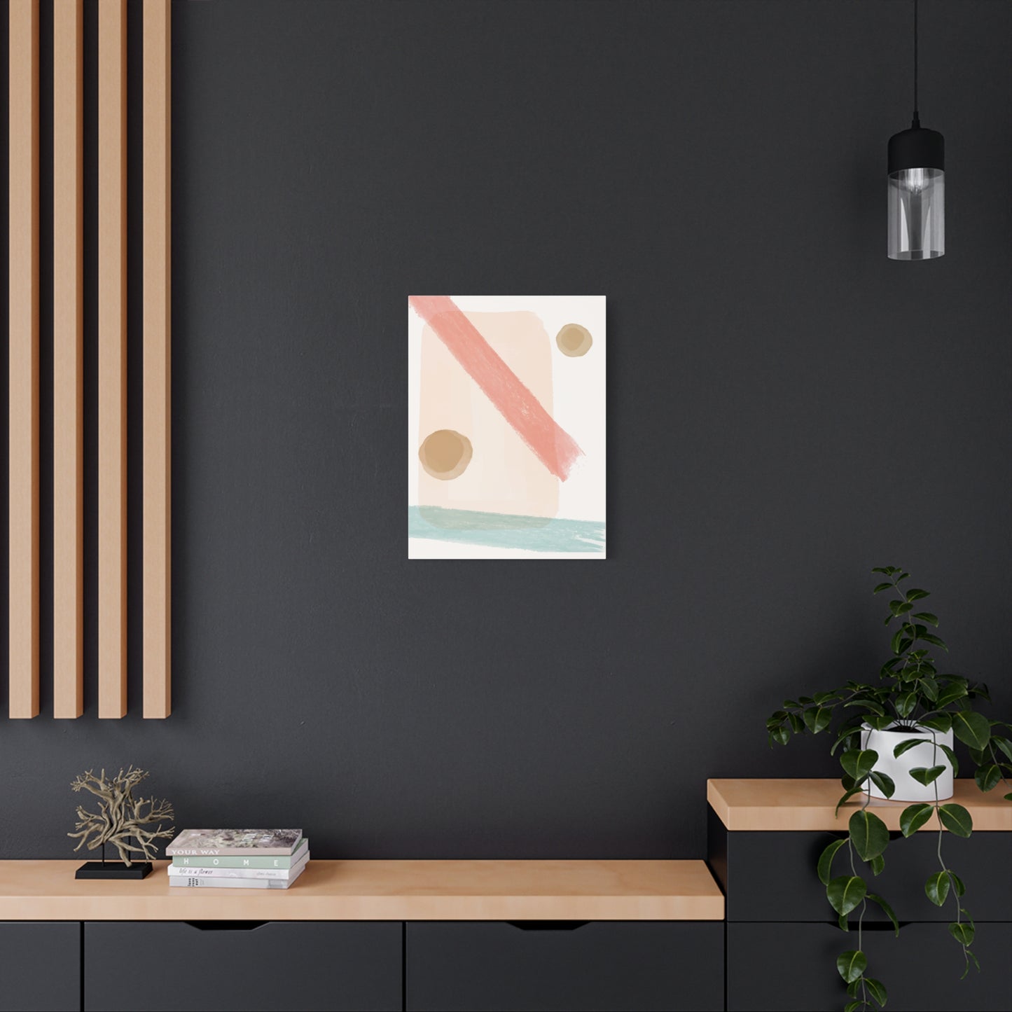 Pastel Pulse Art Set 1.2 - Matte Canvas Decor with Minimalist Leaf Design