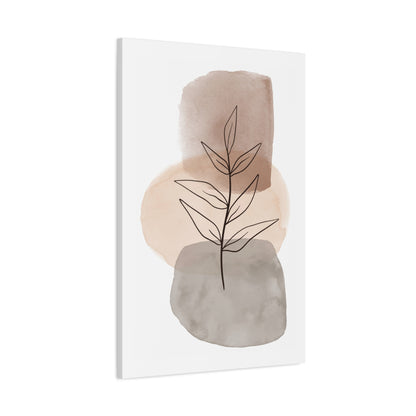 Brown Botanical Wall Art Set 1.3 - Matte Canvas Decor with Minimalist Leaf Design