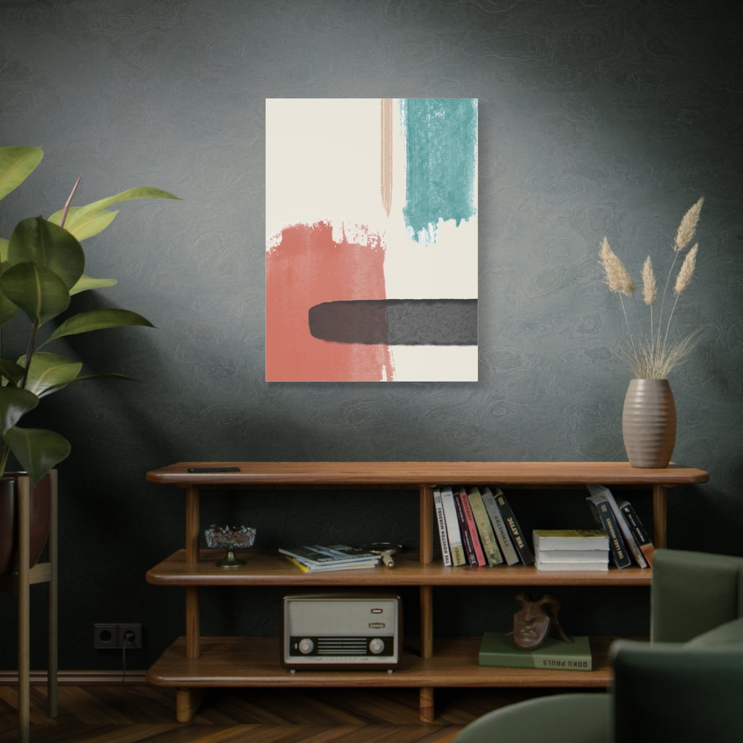 Soft Dune Palette Art 1.1 - Matte Canvas Decor with Minimalist Leaf Design