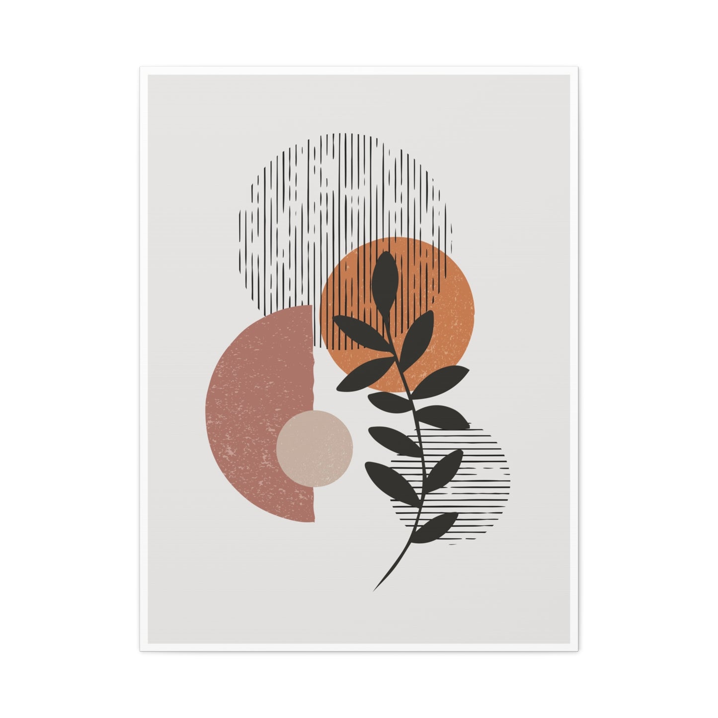 Orange Tone Flower Art Set 1.1 - Matte Canvas Decor with Minimalist Leaf Design