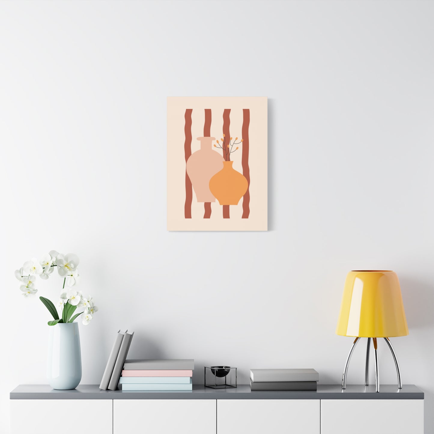 Petal Village Art 1.1 - Matte Canvas Decor with Minimalist Leaf Design
