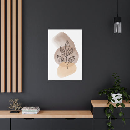 Brown Botanical Wall Art Set 1.2 - Matte Canvas Decor with Minimalist Leaf Design