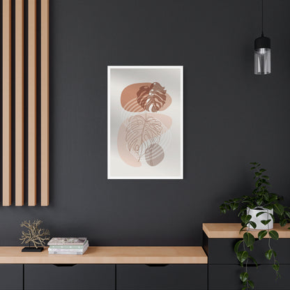 Brown Leaf Wall Painting Set 1.2 - Matte Canvas Decor with Minimalist Leaf Design