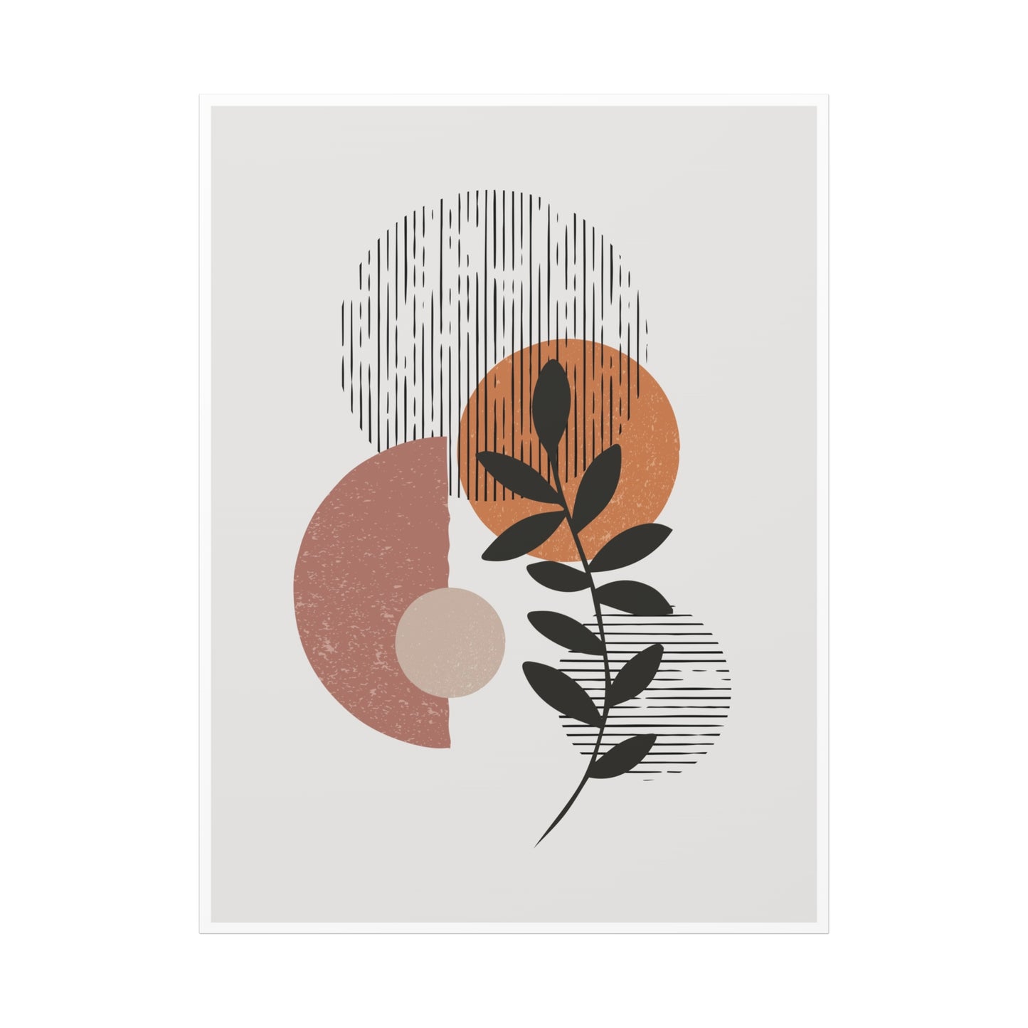 Orange Tone Flower Art Set 1.1 - Matte Canvas Decor with Minimalist Leaf Design