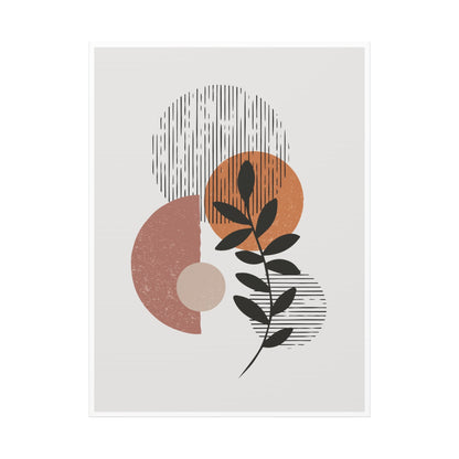 Orange Tone Flower Art Set 1.1 - Matte Canvas Decor with Minimalist Leaf Design