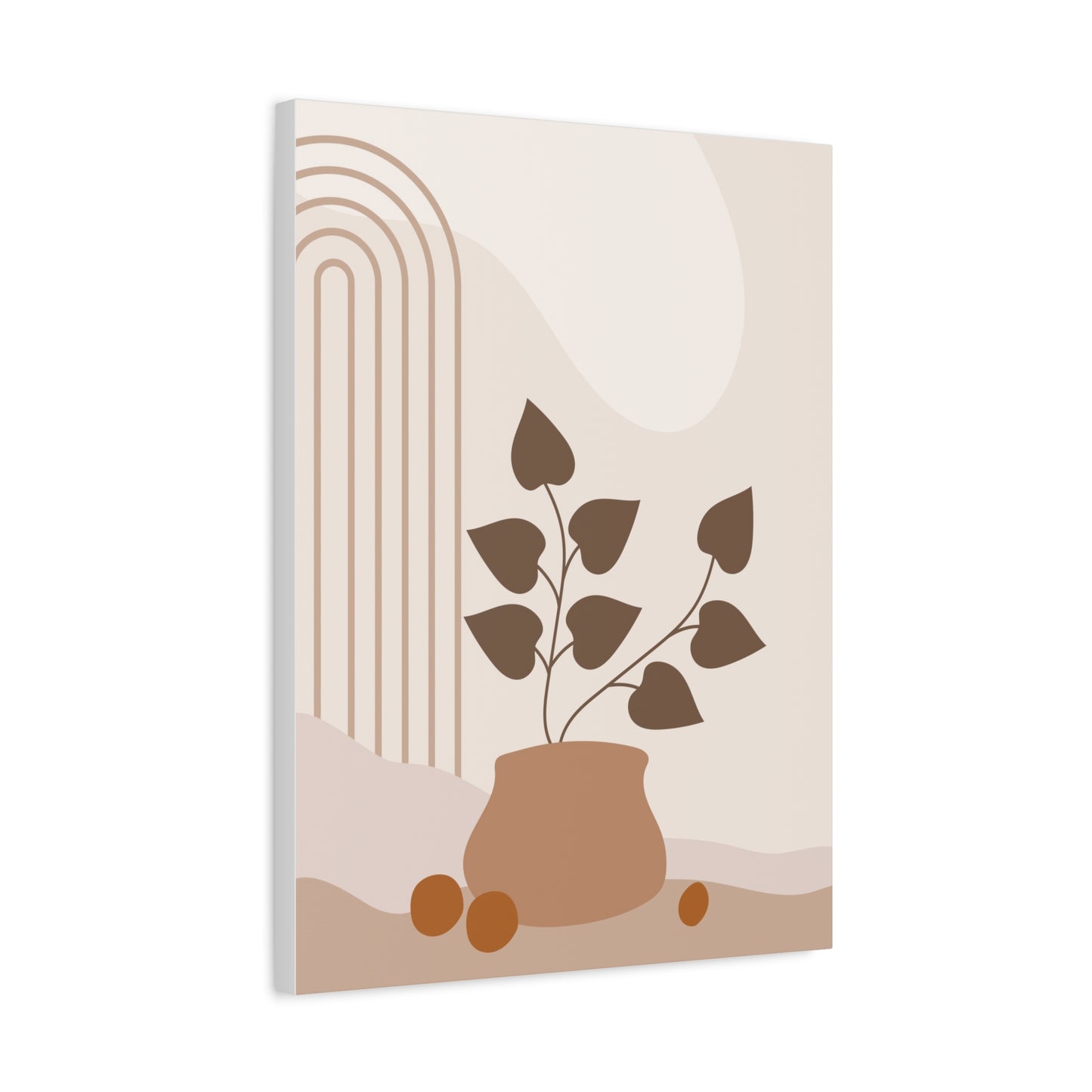 Brown View Wall Art Set 1.3 - Matte Canvas Decor with Minimalist Leaf Design