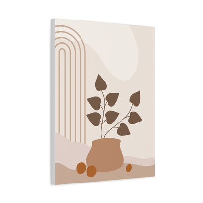 Brown View Wall Art Set 1.3 - Matte Canvas Decor with Minimalist Leaf Design