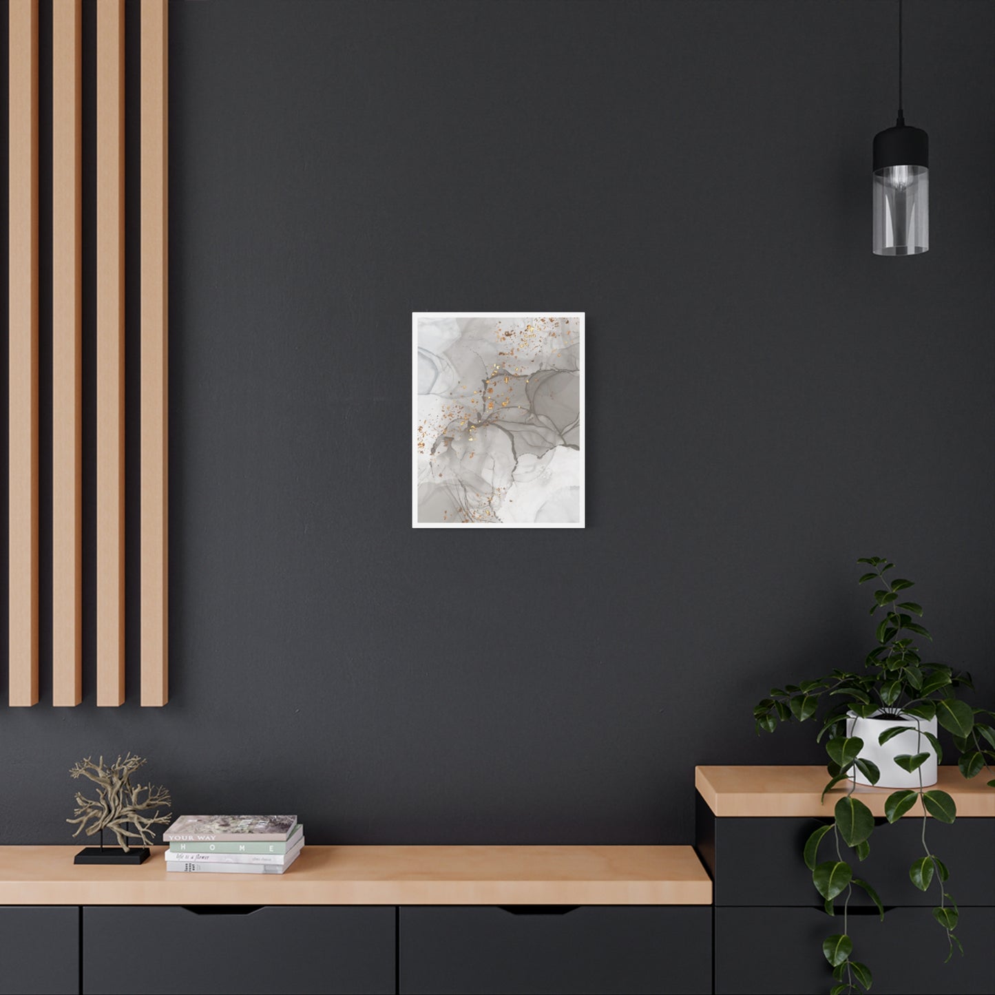 Ash Dust Art Set 1.1 - Matte Canvas Decor with Minimalist Leaf Design