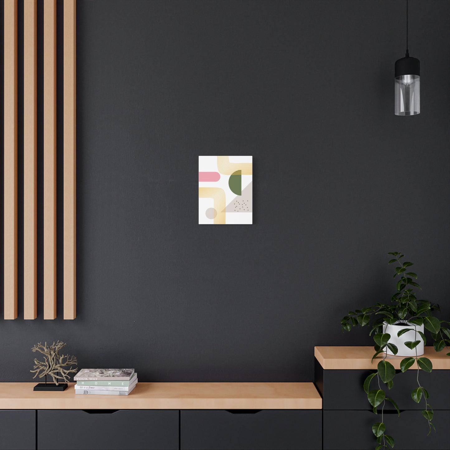 Minimal Geo Art Set 1.3 - Matte Canvas Decor with Minimalist Leaf Design