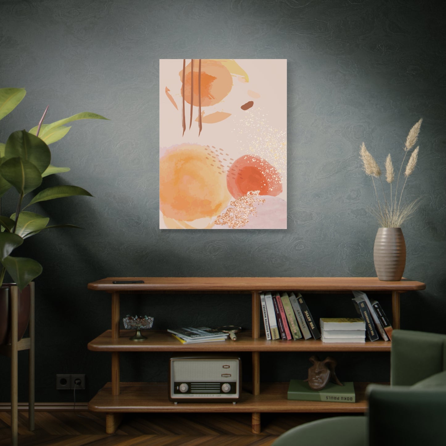 Sunlit Spark Art Set 1.3 - Matte Canvas Decor with Minimalist Leaf Design