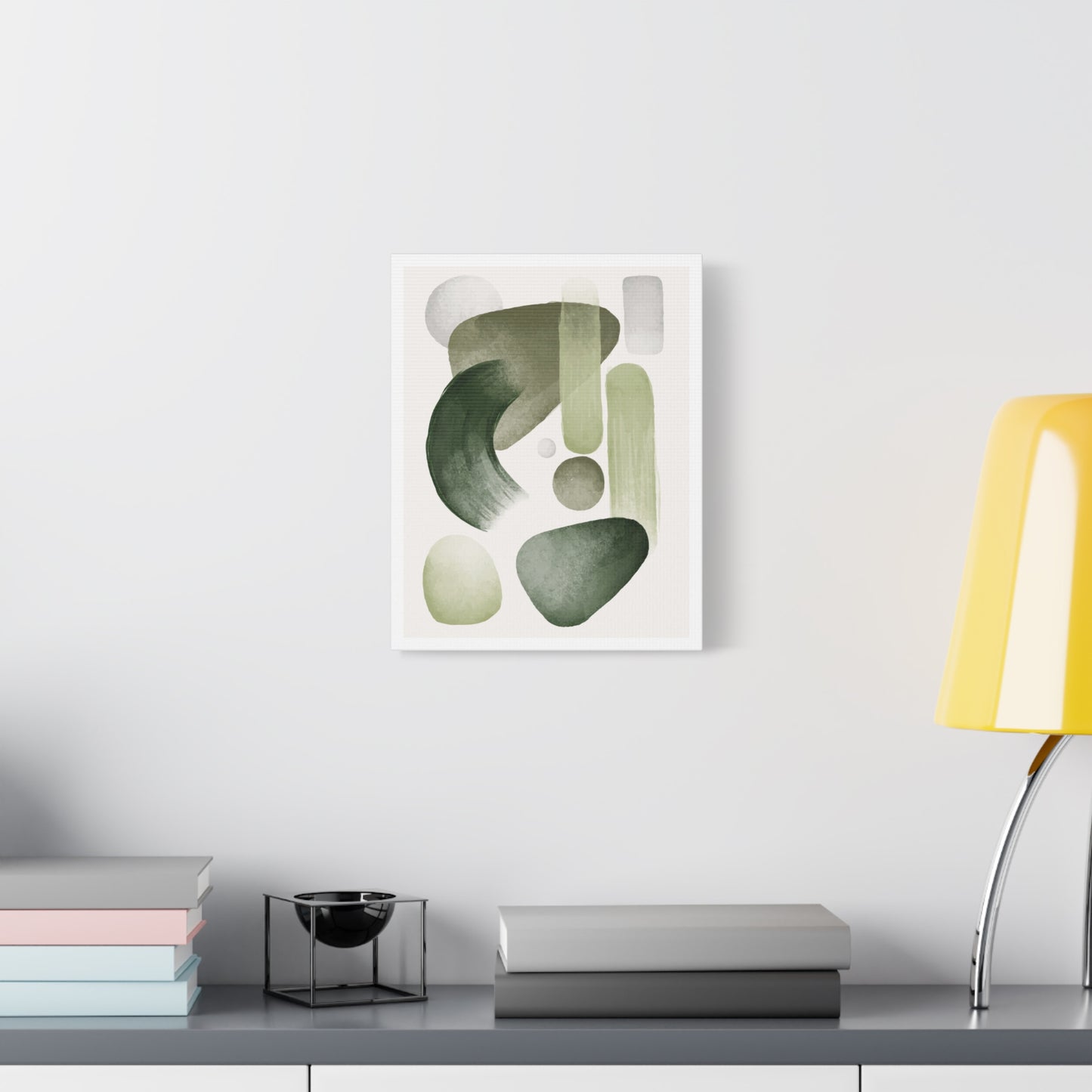 Olive Green Art Set 1.2- Matte Canvas Decor with Minimalist Leaf Design