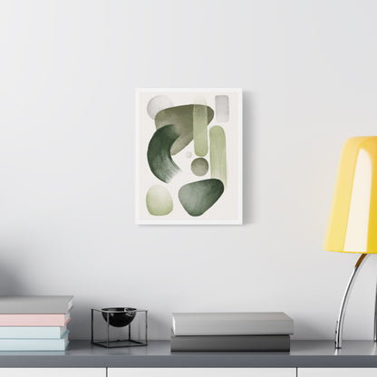 Olive Green Art Set 1.2- Matte Canvas Decor with Minimalist Leaf Design
