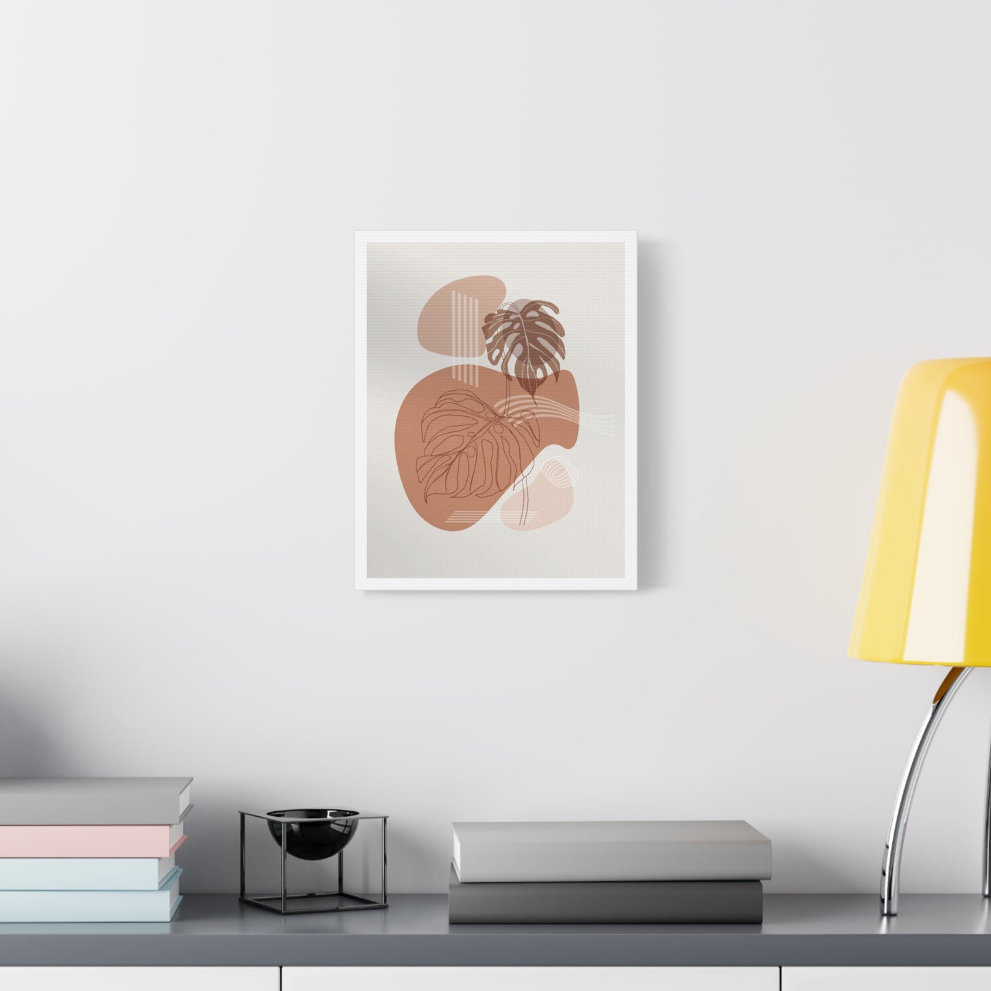 Brown Leaf Wall Painting Set 1.3 - Matte Canvas Decor with Minimalist Leaf Design
