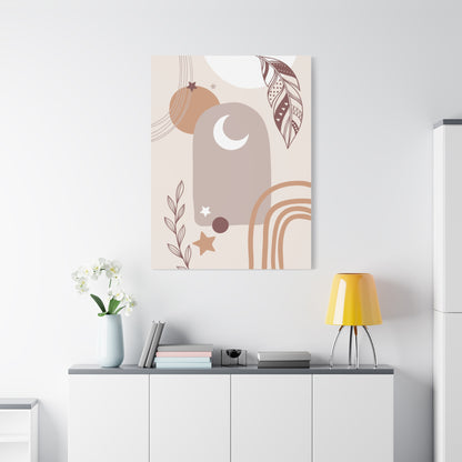 Sunset Botanica Art 1.2 - Matte Canvas Decor with Minimalist Leaf Design