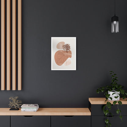 Brown Leaf Wall Painting Set 1.3 - Matte Canvas Decor with Minimalist Leaf Design