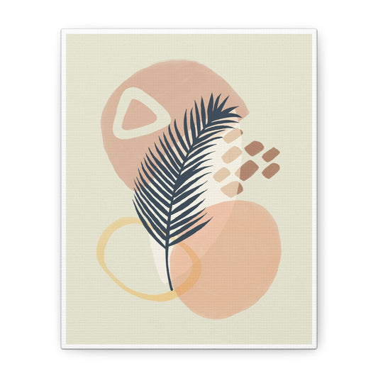 Pink Minimal  Flower Art Set 1.2 - Matte Canvas Decor with Minimalist Leaf Design