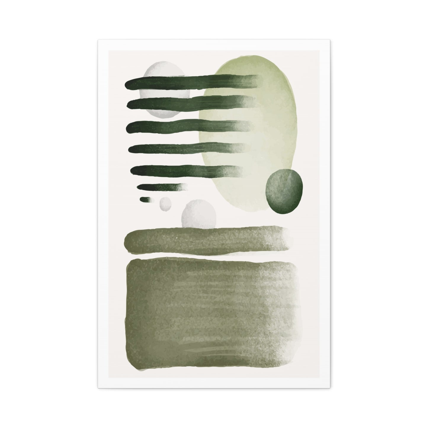 Olive Green Art Set 1.1 - Matte Canvas Decor with Minimalist Leaf Design