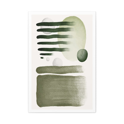 Olive Green Art Set 1.1 - Matte Canvas Decor with Minimalist Leaf Design