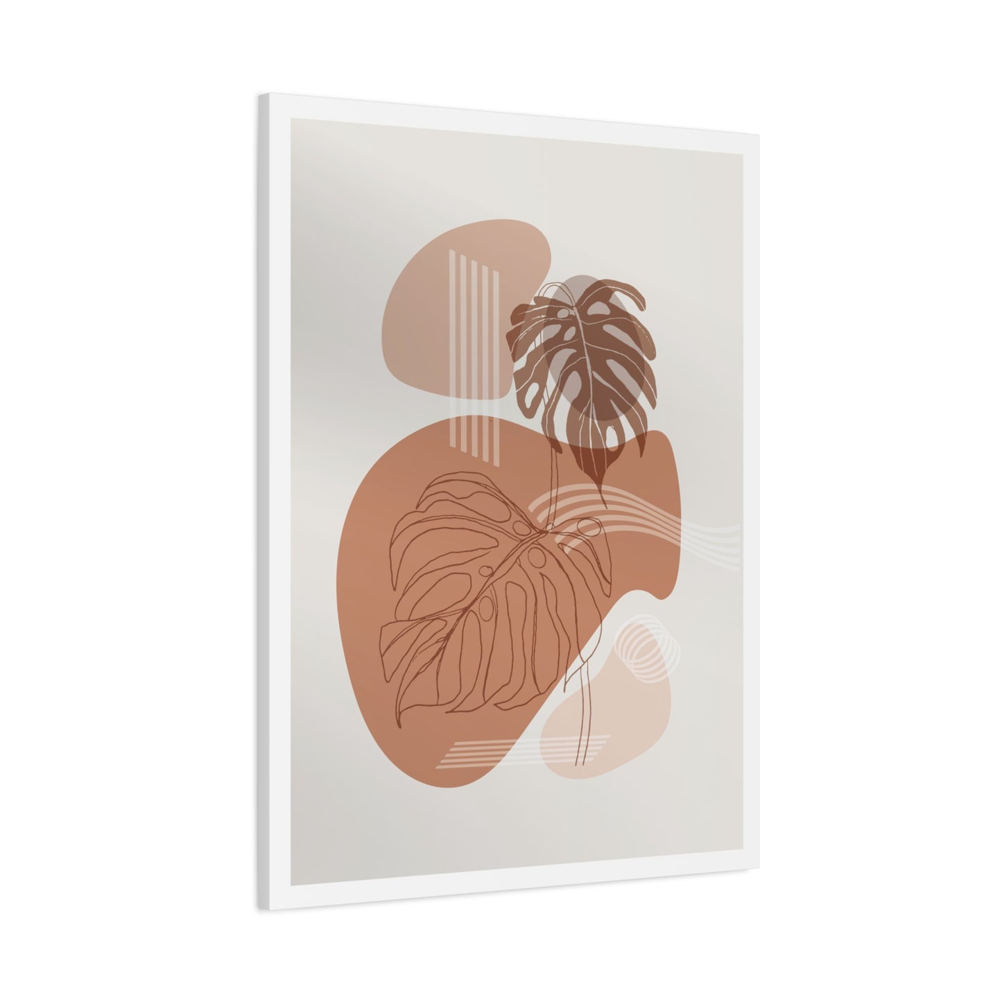 Brown Leaf Wall Painting Set 1.3 - Matte Canvas Decor with Minimalist Leaf Design